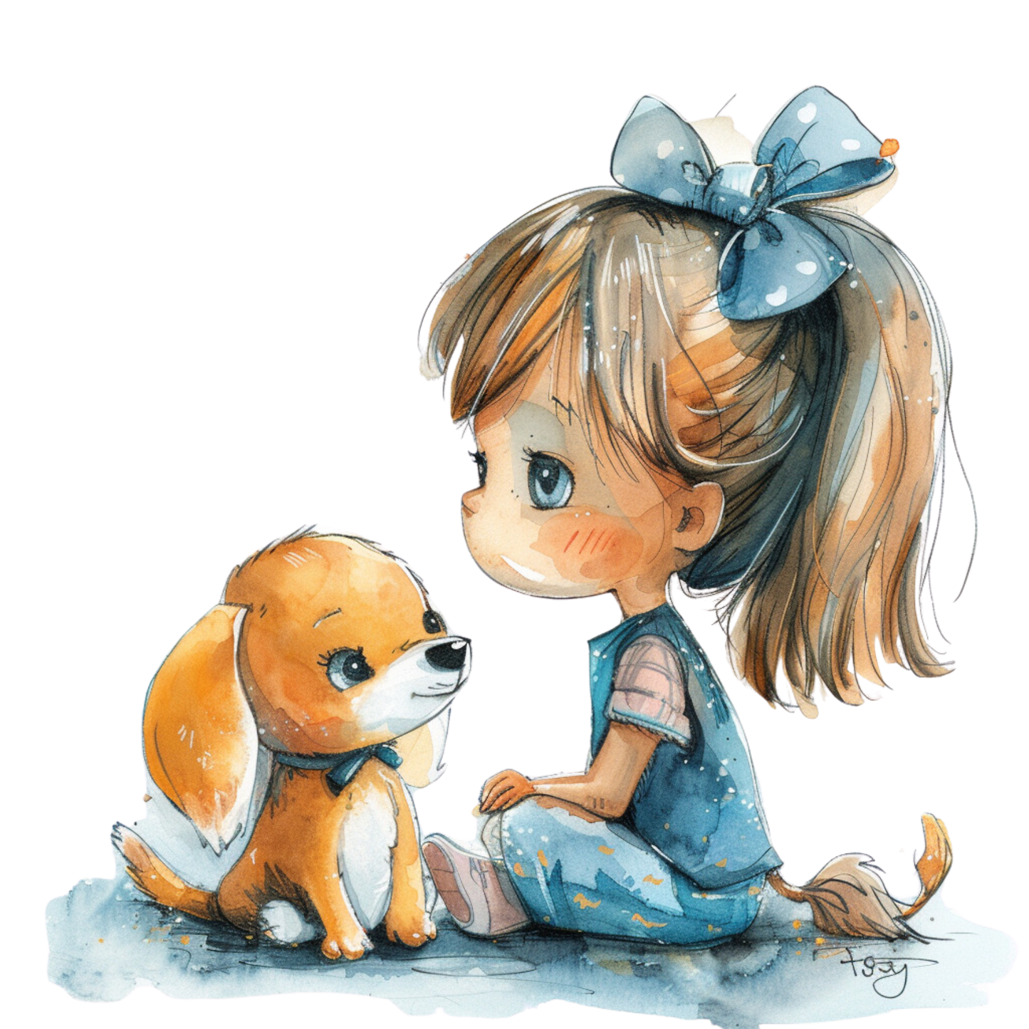 Mädchen mit Hund Bügelbild