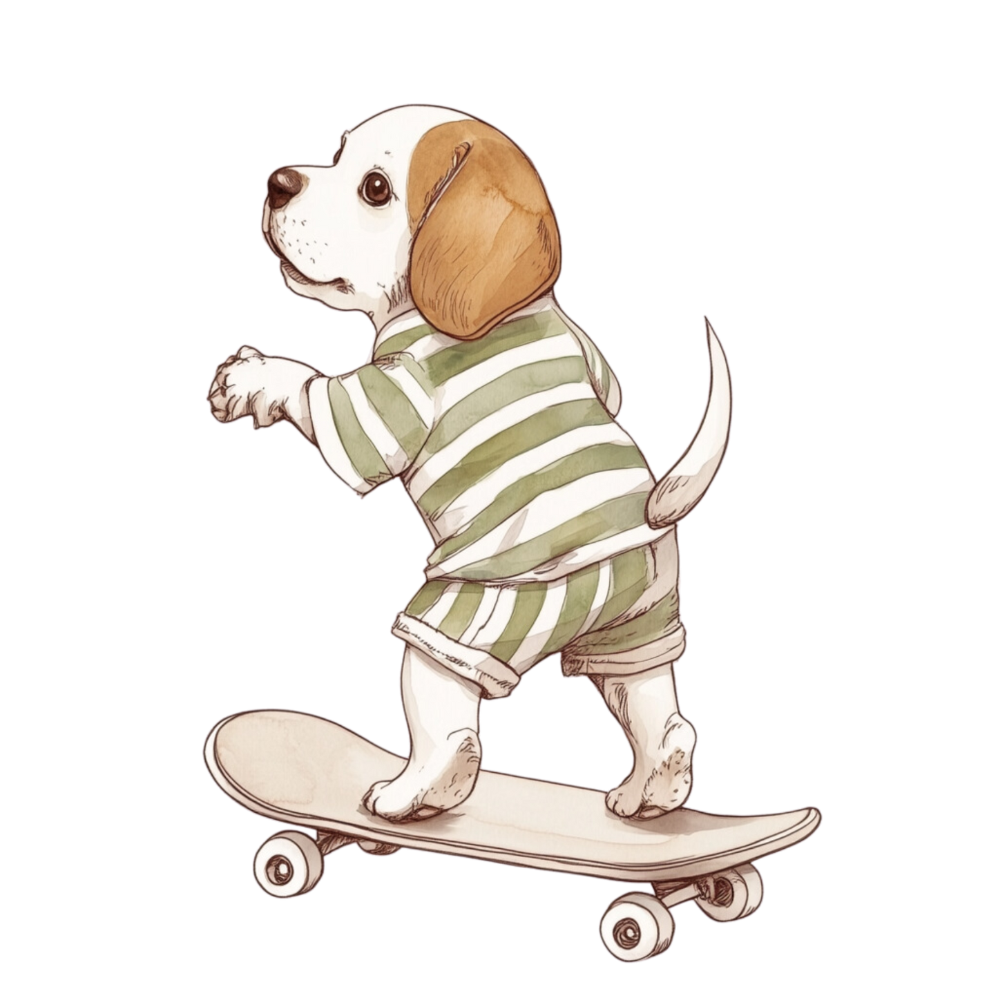 Hund am Skateboard Bügelbild