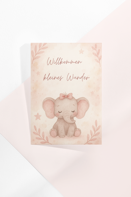 Sanfte Rüsselgrüße zur Geburt