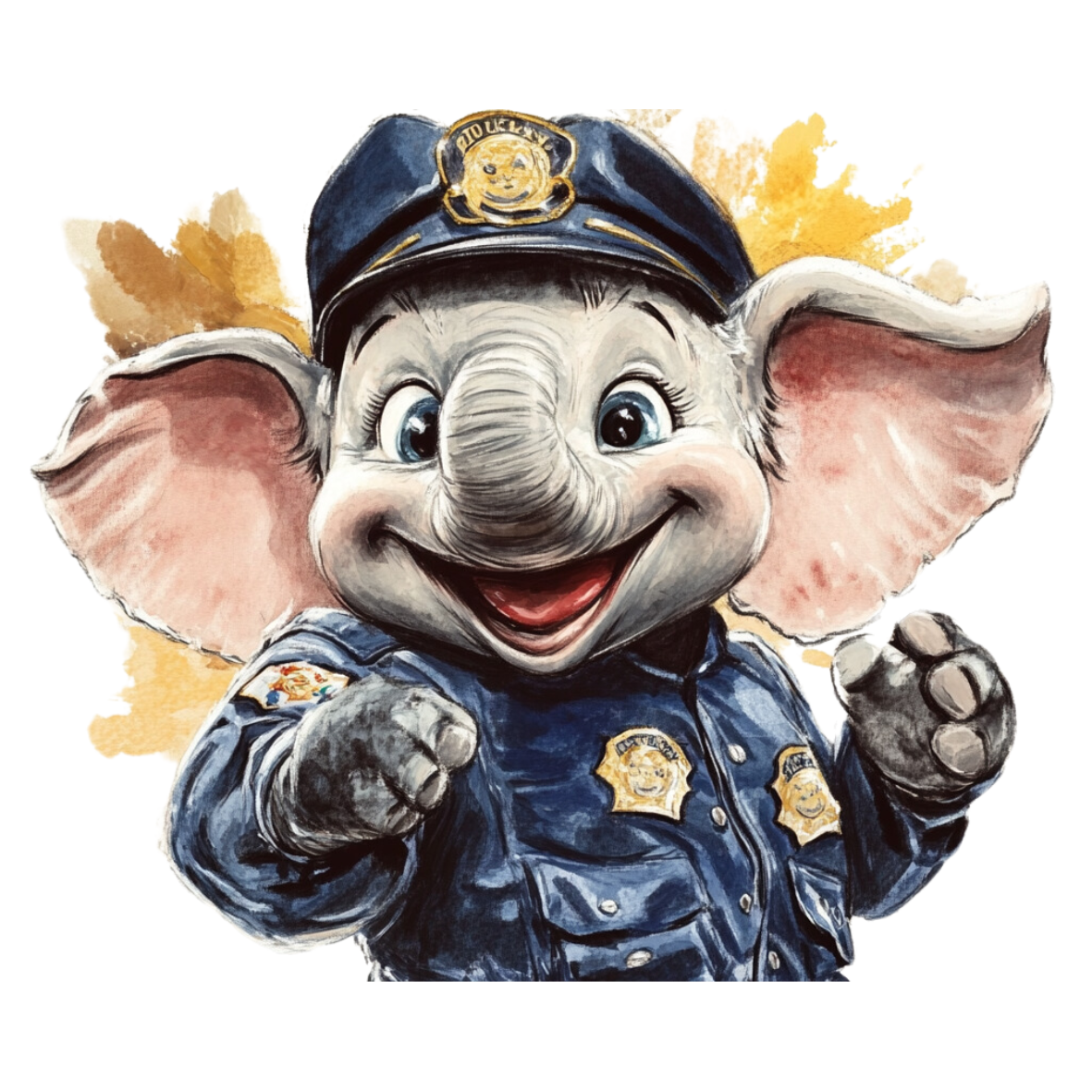 Polizist Elefant Bügelbild