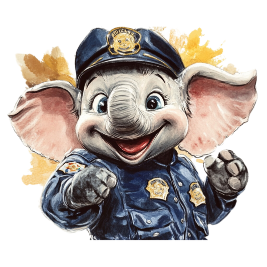 Polizist Elefant Bügelbild