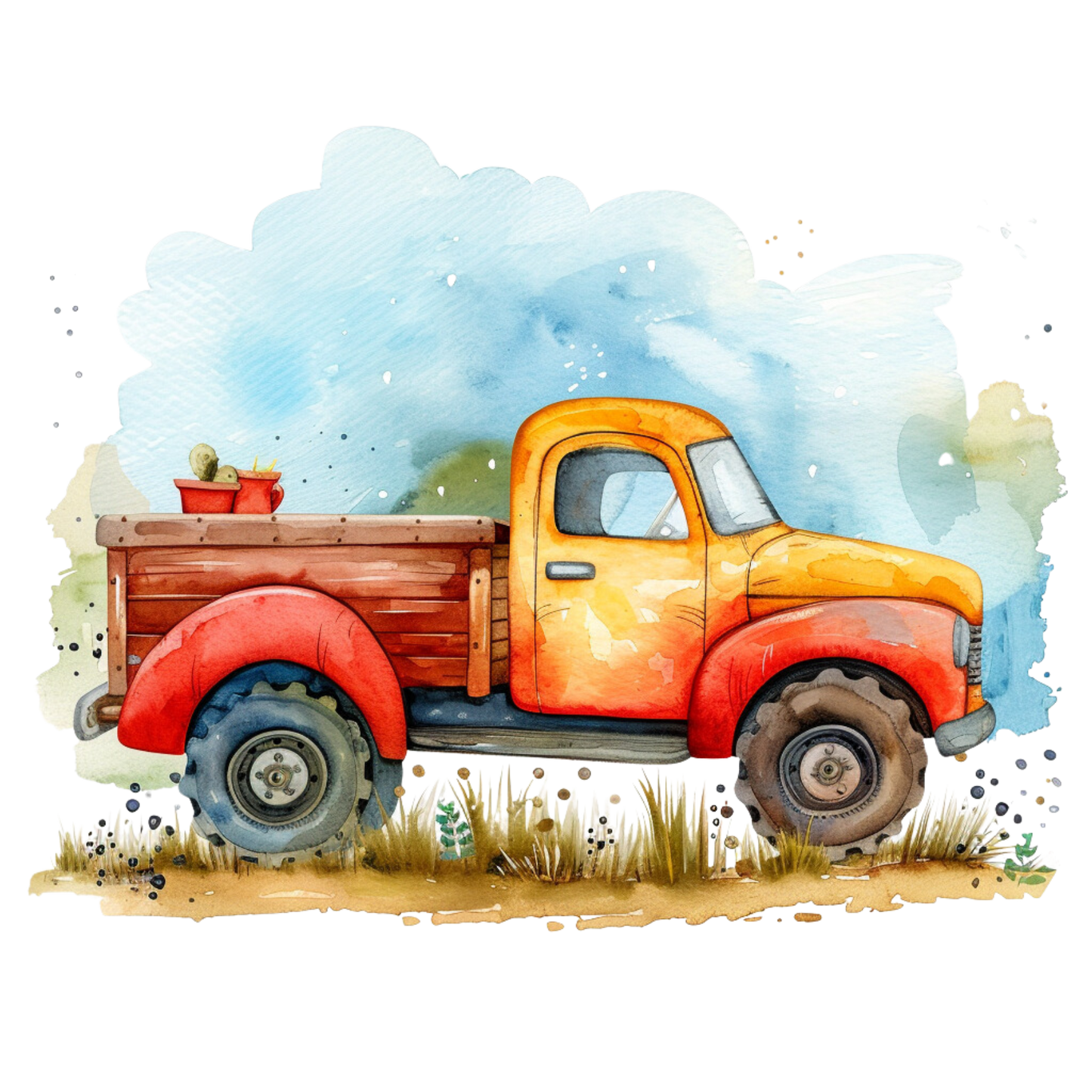 Lastwagen Rot Bügelbild