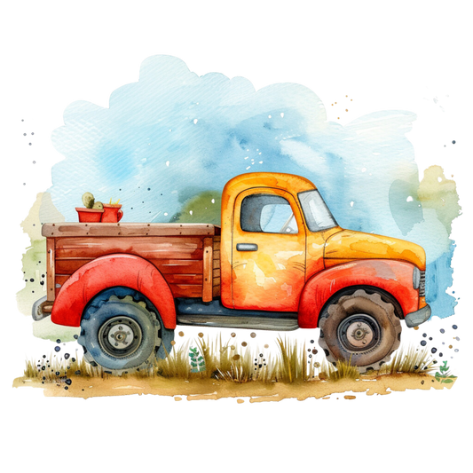 Lastwagen Rot Bügelbild